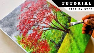 How to paint a  tree for beginners /STEP BY STEP tutorial.