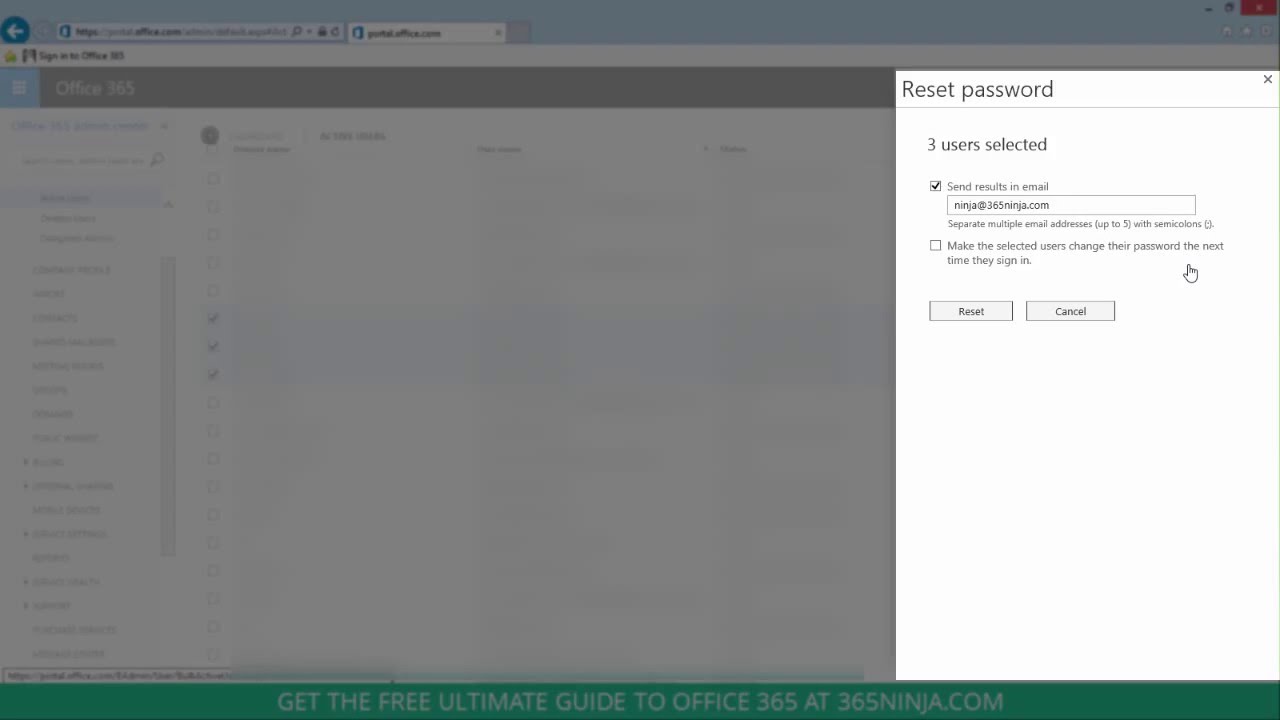 Reset an Office 365 user's password with the admin center - YouTube