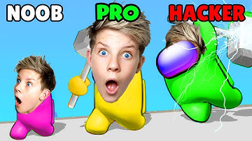 Can We Go NOOB vs PRO vs HACKER In IMPOSTER SMASHERS!? (AMONG US BATTLE ROYALE GAME!) Prezley