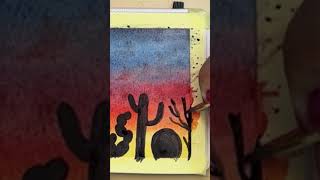 Painting a simple desert sunset! #watercolor #landscape #etchrsketchbook #desert #sunset