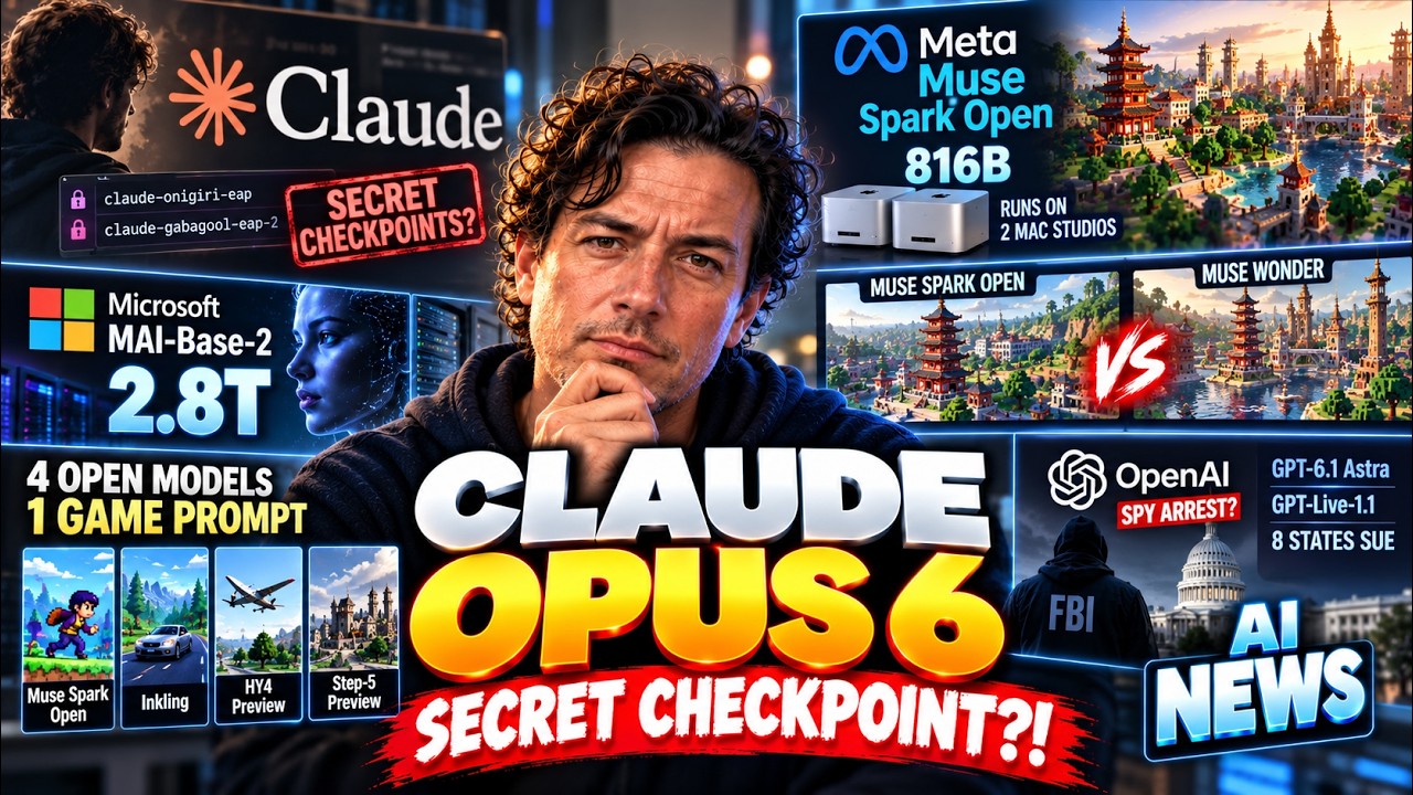 Claude OPUS 6 Secret Checkpoint?! Muse Spark Open vs Muse Wonder, MAI-Base-2 & OpenAI Spy! AI NEWS
