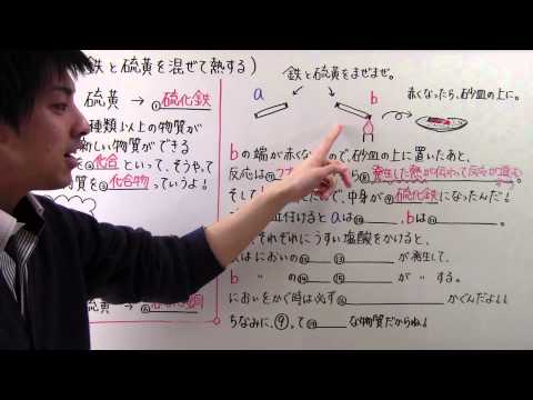 【中２　理科】　　中２－６　　鉄と硫黄を混ぜて熱する