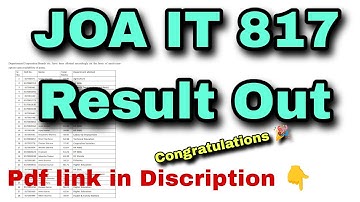 JOA IT 817 Result Out | JOA IT 817 Result Update | Good News |