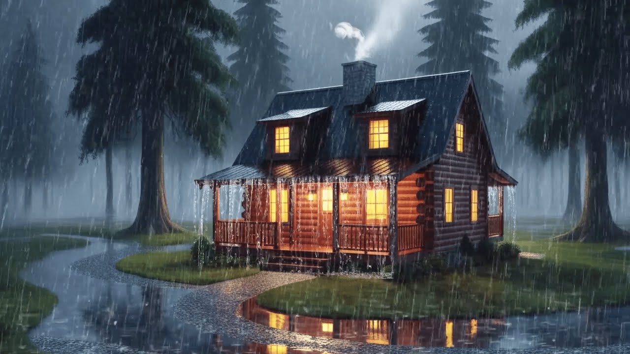 Rain and Thunder Sounds for Sleep 🌧️ Cozy Cabin Ambience Under Tin Roof ...