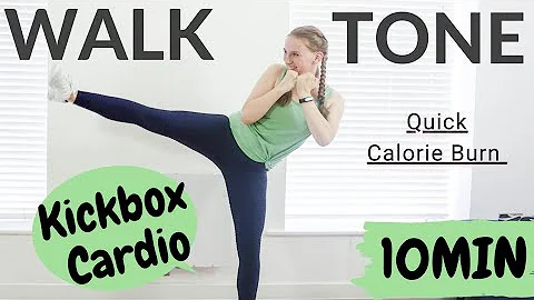 10MIN KICKBOXING HIIT WALKING WORKOUT || Quick Cal...