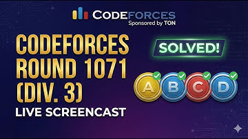 Codeforces Round 1071 (Div. 3) | Problem A, B, C, D  | Live Screen Cast | Explanation at the end |