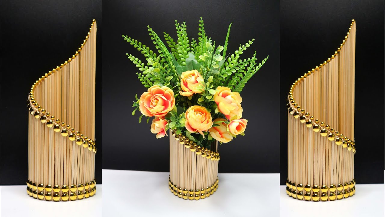 Ide Kreatif Vas  bunga  Cantik Dari  Tusuk sate YouTube