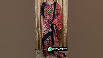 Pure Modal Silk 2-piece Suit Sets■Ajrakh Handblock Print■Top & Dupatta #ajrakh #modal #modalsilk