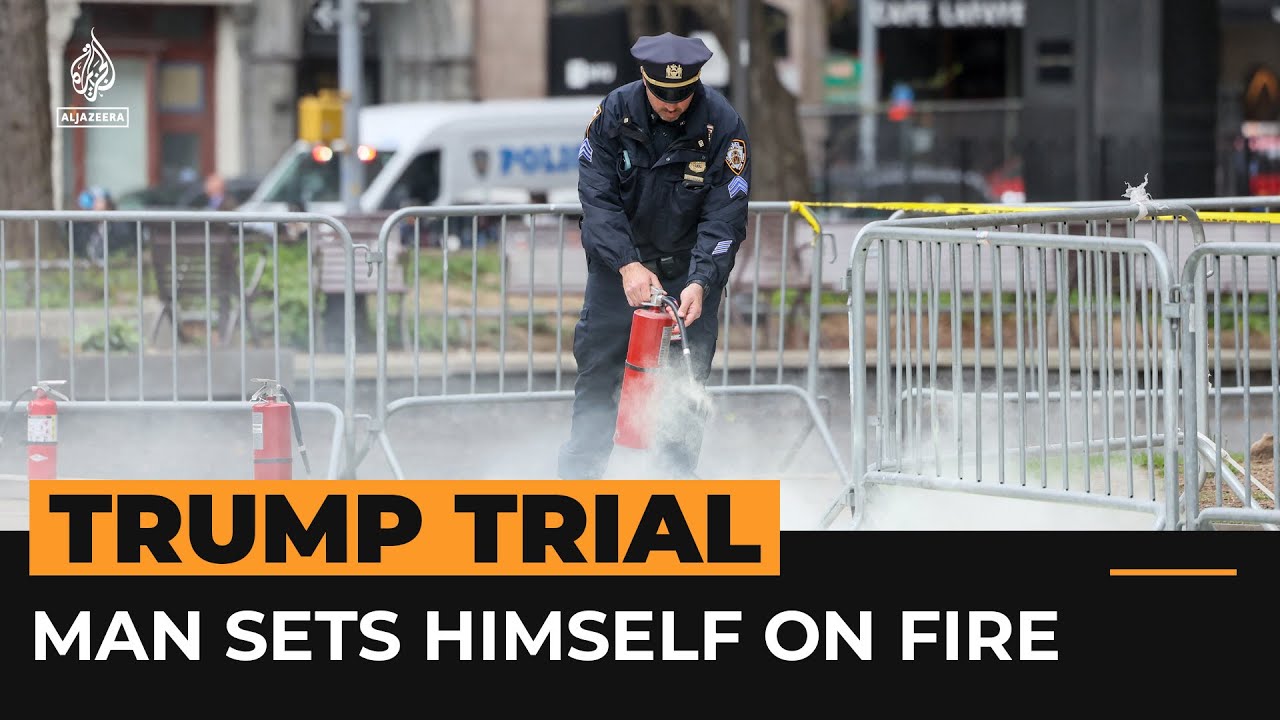 Man sets himself on fire outside Trump trial courthouse | AJ #Shorts