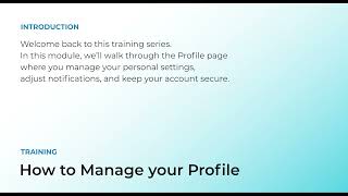Training | How to Manage your Profile