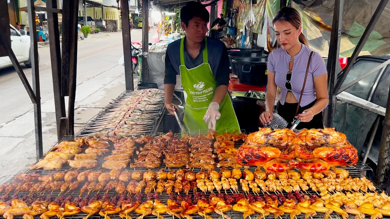 Non-stop orders! 200 Kilos Sold Out - The best grilled chicken with charcoal | Thai Street Food 
