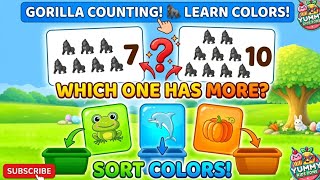 Gorilla Counting Challenge + Color Sorting Fun! 🍇 Brain Games for Preschoolers | Yummy Kids Zone