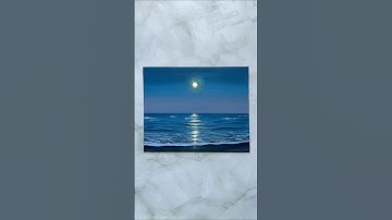 easy night sky painting tutorial 🌊✨ glow between tides #easyart #beginnerpainting #paintingideas