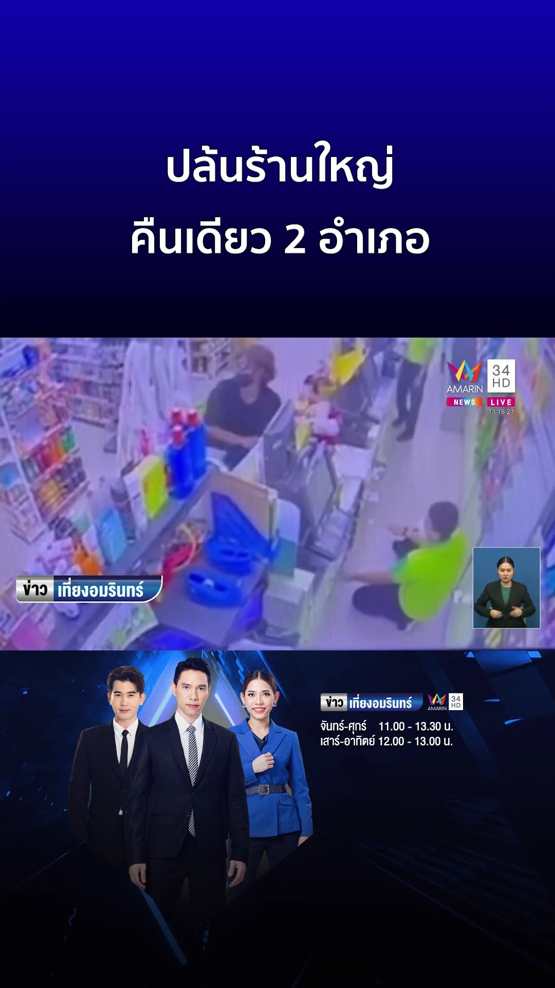 ปล้นร้านใหญ่ คืนเดียว 2 อำเภอ | ข่าวเที่ยงอมรินทร์