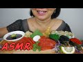 Asmr sockeye salmon sashimi  sushi  eating sounds  light whispers  nana eats