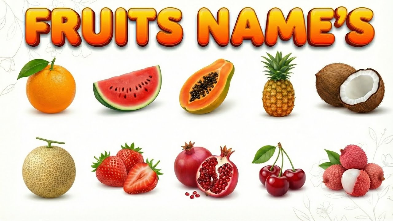 Mango, Apple, Banana! 🍎 Learn 20 Fruits Name with Pictures | Fruits Video | Jan 04
