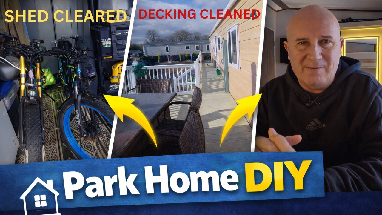 Park Home Shed Clearout & Decking Deep Clean | Spring Maintenance Vlog