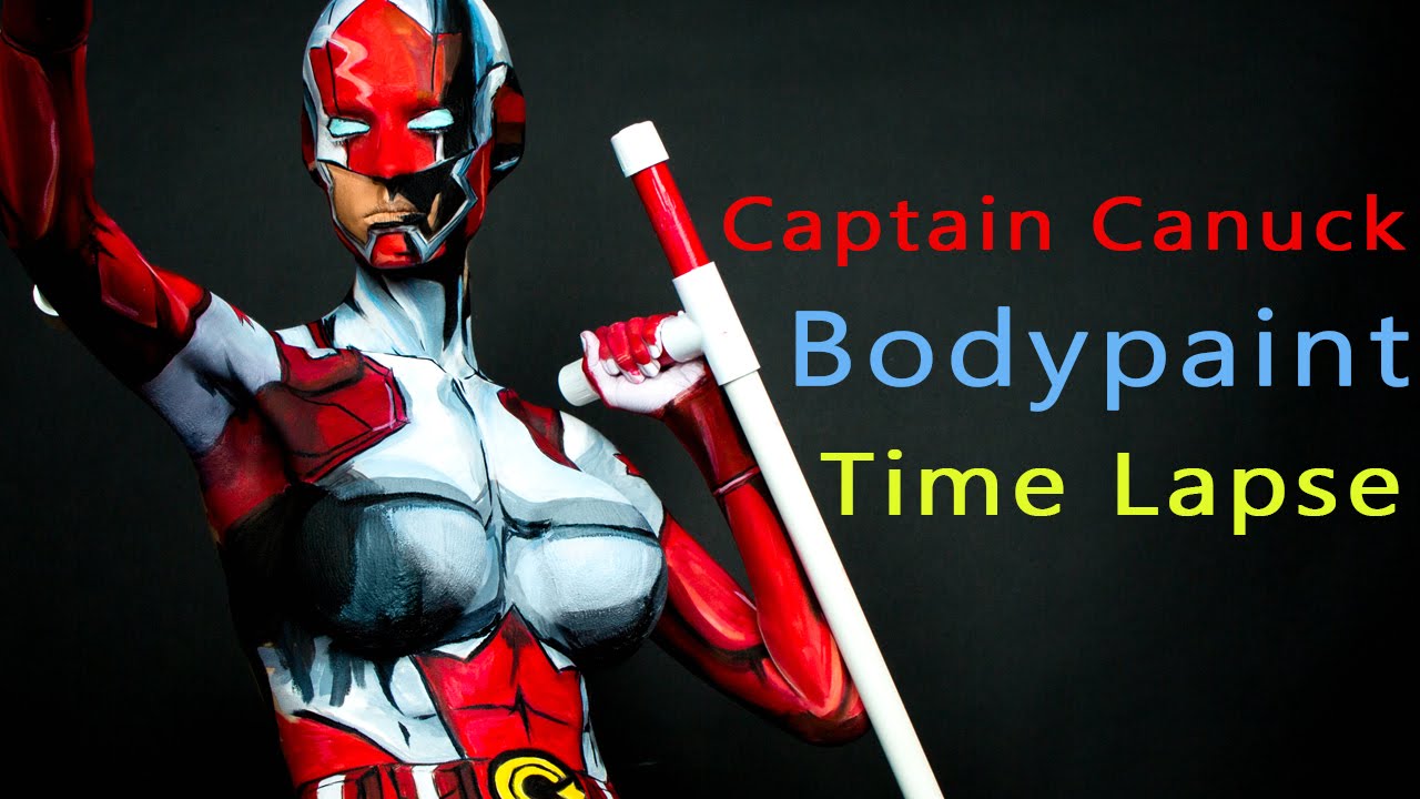 Captain Canuck Bodypaint Time Lapse