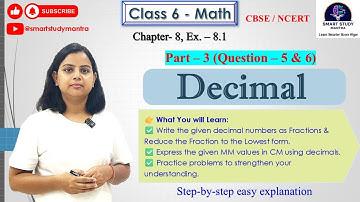 Decimals – Class 6 Maths I Chapter 8, Ex. 8.1 I Part - 3, Q-5 & 6 solution #class6maths #education