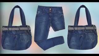 Nunca jogue fora CALÇA JEANS VELHO /DIY como fazer bolsa forrada de cALÇA jEANS velho