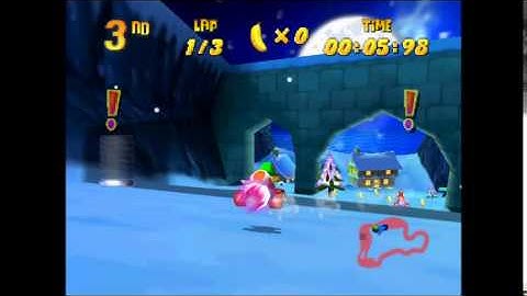 Diddy Kong racing N64 Walkthrough 16 - Snowflake Mountain (World 2) silver coin challenge part 2
