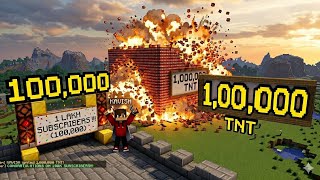 100K Subs = 1 Million TNT Blast! (My PC Melted 😭) #minecraft #mrbeast #live #gaming