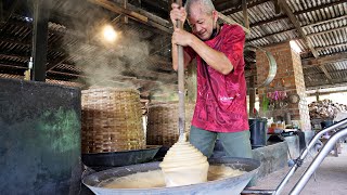Thailand Coconut Farm!!! The process of making coconut sugar in the traditional Thai way!!!