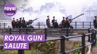 62-Gun Salute at Tower Wharf, Celebrating the First Anniversary of the Coronation