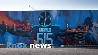 Time lapse of Titans-inspired mural in downtown Nashville