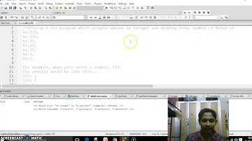 C++ PROGRAM TO DISPLAY THE NUMBER OF NOTES FROM THE GIVEN AMOUNT