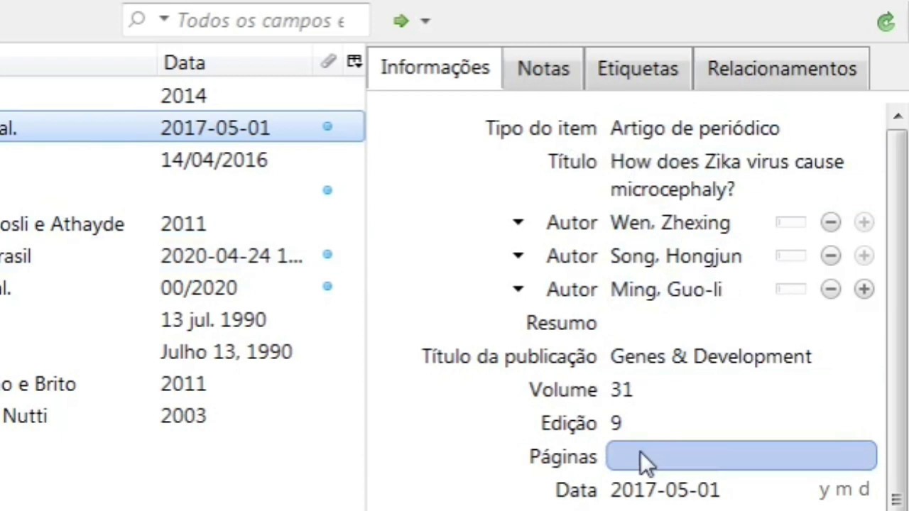 Curso de Zotero - Vídeoaula 5: Fazendo a entrada manual de metadados no Zotero