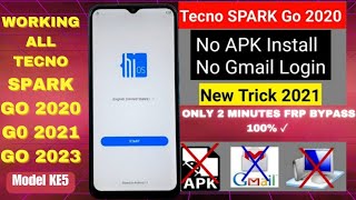 Tecno spark Go 2020 (KE5) frp bypass Go2021 (without pc) Google account without pc bypass