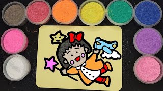 Sand Painting Little Girl Chibi Maruko Chan Painting Picture With Sand 