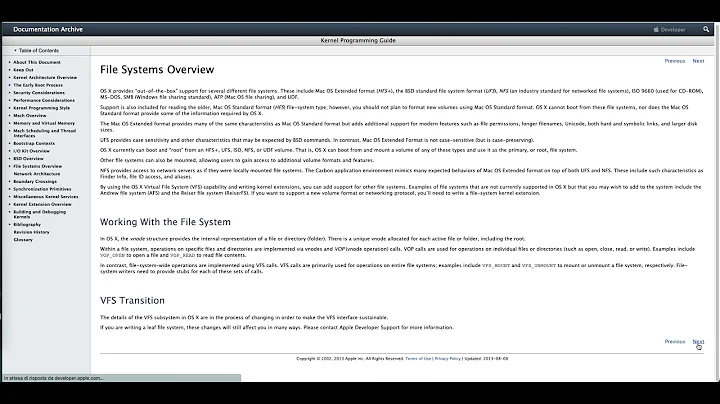 Full Apple's Kernel Programming Guide screenshot.