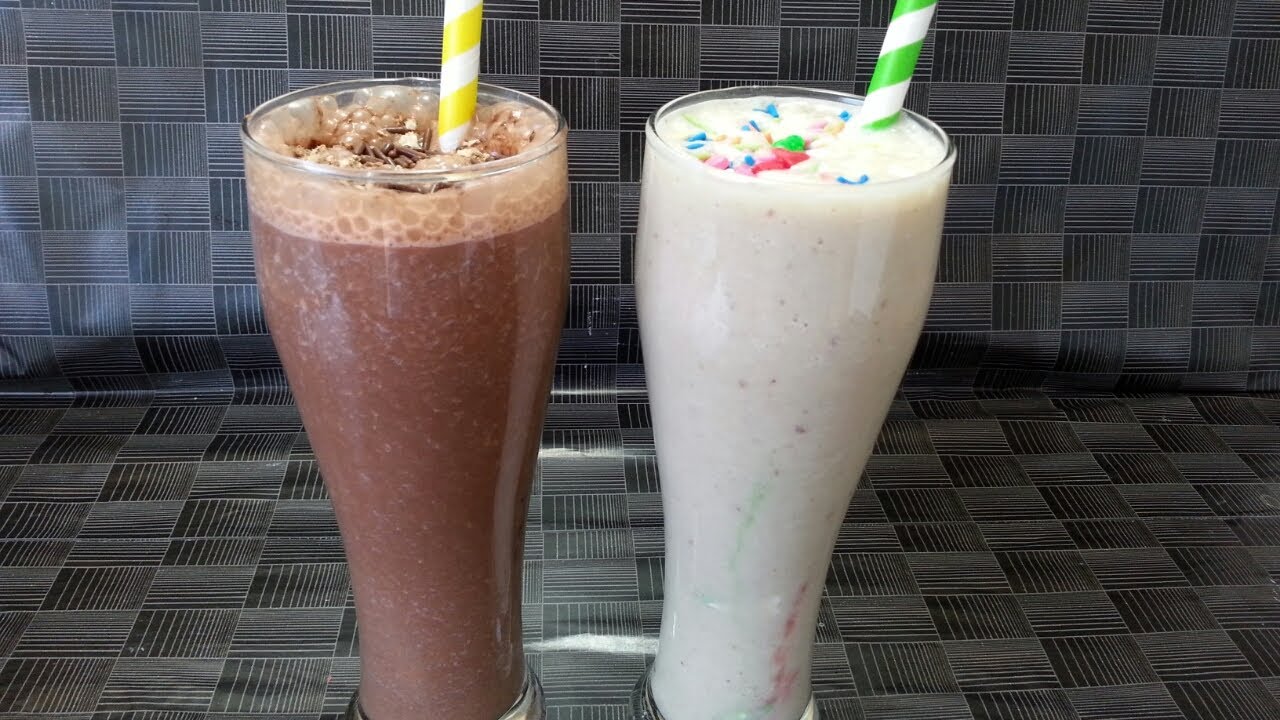 Banana Milkshake In 2 Flavors .Make it at home and enjoy healthy banana milkshakes.