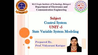 Control Systems 18EC43 Unit 5 Part 1