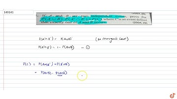 If `A` and `B` are two independent events, prove that `P(AuuB).P(A
