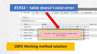 #1932 - table doesn't exist in engine PhpMyAdmin error || MySQL database error screenshot 3