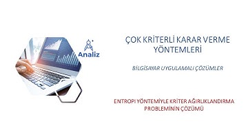 Entropi Yöntemi ile Kriter Ağırlıklandırma Probleminin Çözümü