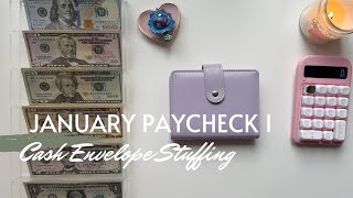 January 2024 Budget | Cash Envelope and Sinking Fund Stuffing | Paycheck 1 | 24 Year Old Budgeter