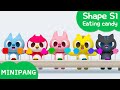 Learn shapes with minipang  shape s1  eating candy  minipang tv 3d play