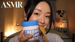 ASMR eating marshmallow cream w/ a wooden spoon