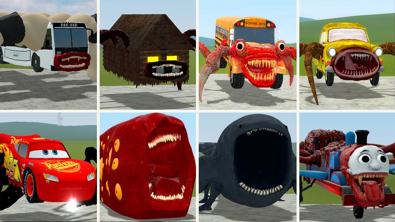 HOUSEHEAD,BUS EATER, CAR EATER ,BUS EATER BUILDER, BLOOPVS ALL TREVOR HENDERSON BATTLE In GMOD!
