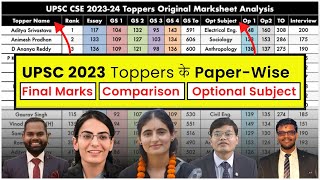 UPSC Result 2024 Toppers Marksheet Comparison (Do Not Miss ) UPSC CSE 2023 Prelims cut off
