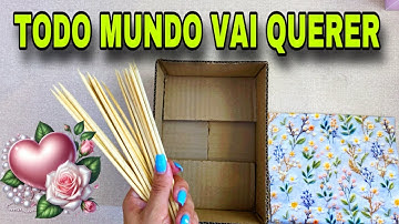 IDEIA DIFERENTE COM CAIXA DE PAPELÃO E PALITOS DE CHURRASCO FAÇA VOCÊ MESMO #viral #compartilhe #diy