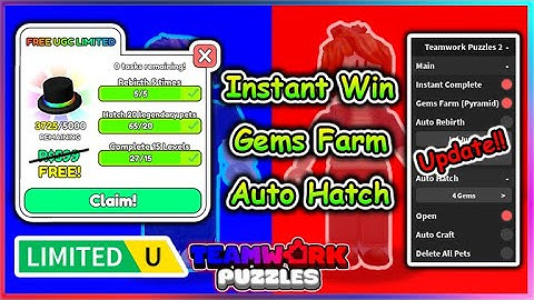 [UGC LIMITED] Roblox Teamwork Puzzles 2 Script - Instant Wins | Auto Hatch