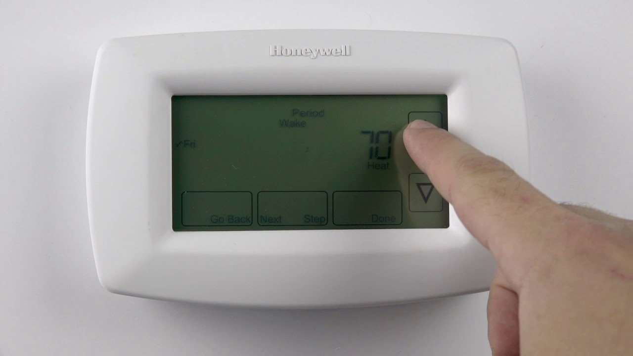 How To Set Thermostat Honeywell RTH7600D 7-Day Programmable Honeywell Home Thermostat - How to Program  Schedules - YouTube