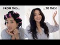 BIG, BOUNCY HAIR BLOWOUT | hair rollers tutorial