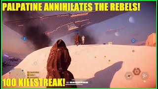 Star Wars Battlefront 2 - Palpatine arrives to slaughter the Rebels on Hoth! (100 Killstreak)