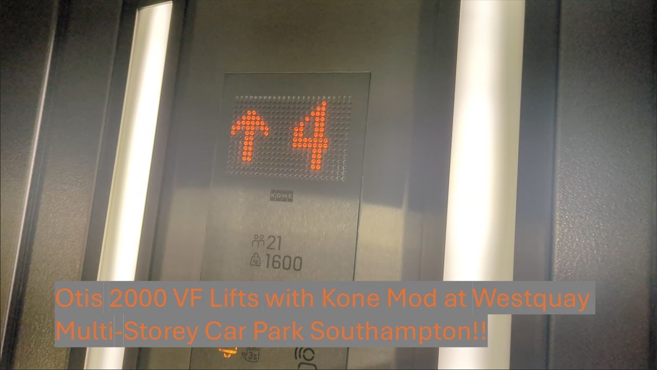 Flicker Warning! Otis 2000 VF Lifts with Kone Mod at Westquay Multi-Storey Car Park Southampton!!